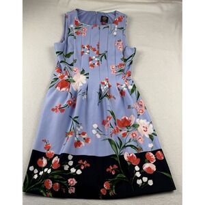 Vince Camuto Women Sz 10 Fit & Flare Floral Pleated Scuba Knit Dress Cottagecore